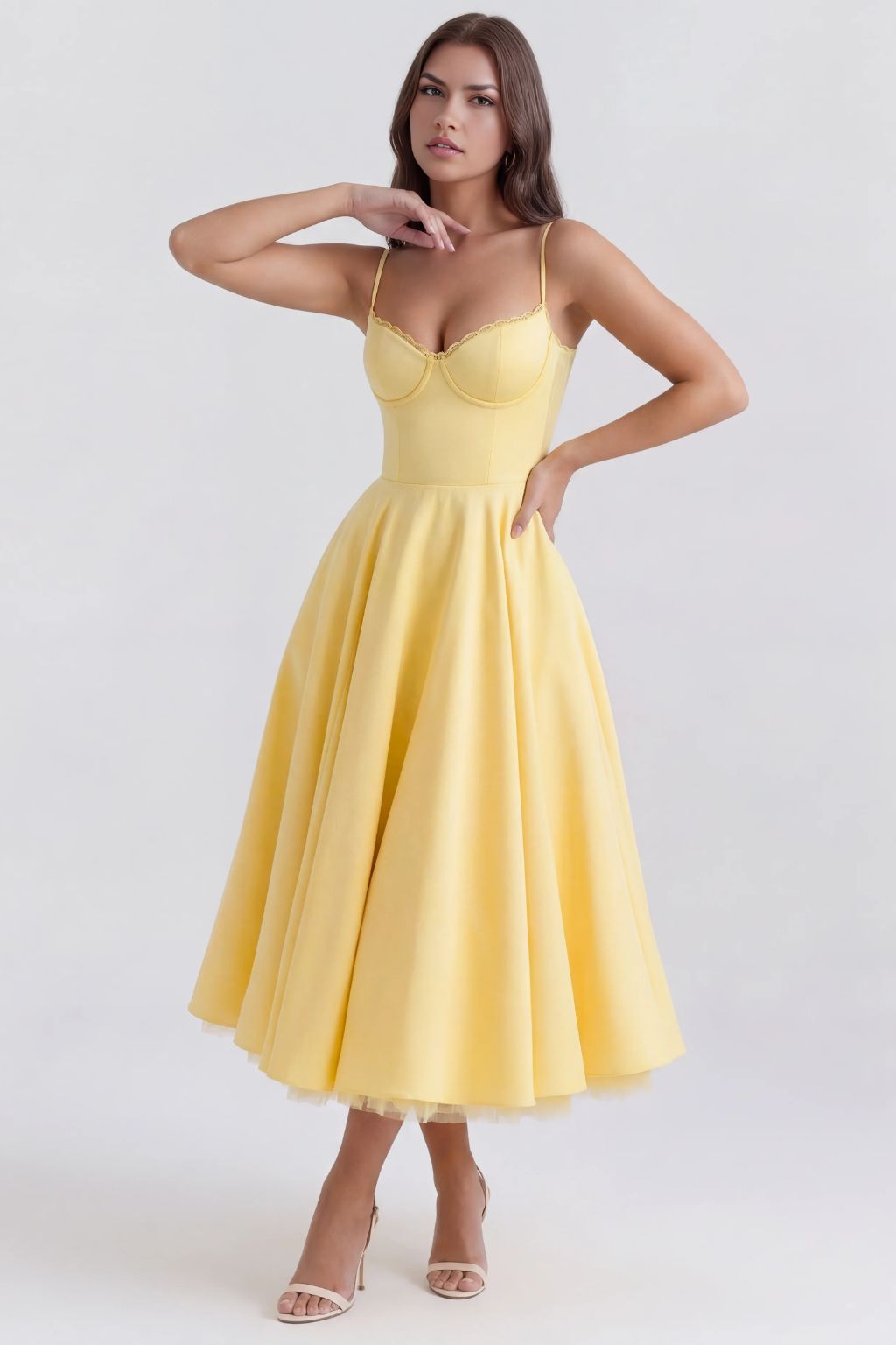 Selene | Vestido Midi con Tul y Bolsillos