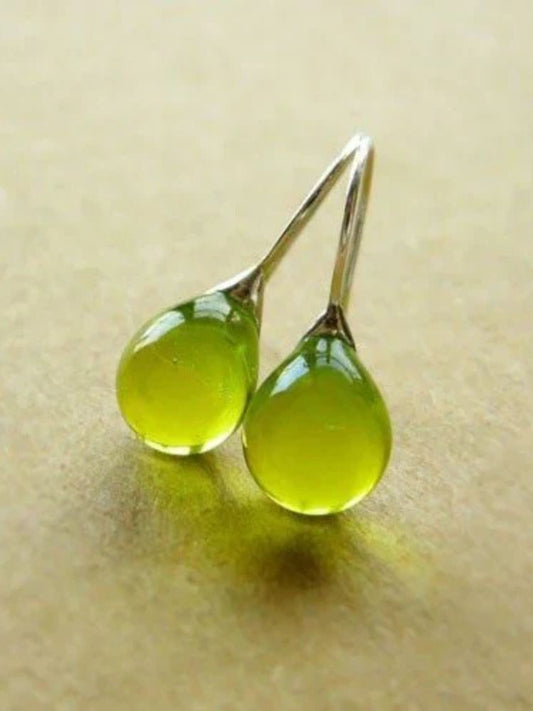 Pendientes vintage de vidrio oliva