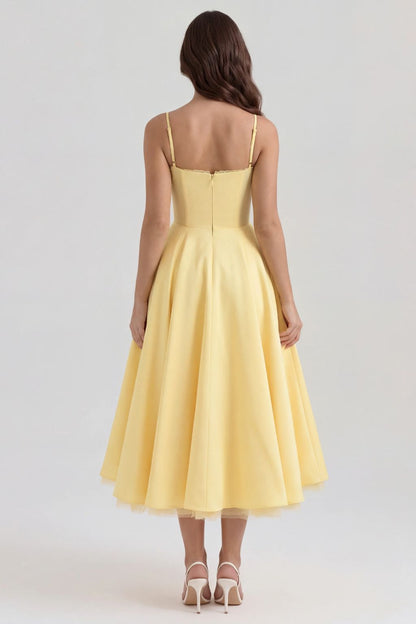 Selene | Vestido Midi con Tul y Bolsillos