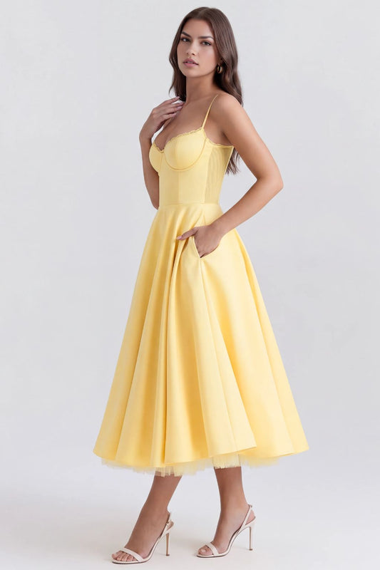 Selene | Vestido Midi con Tul y Bolsillos