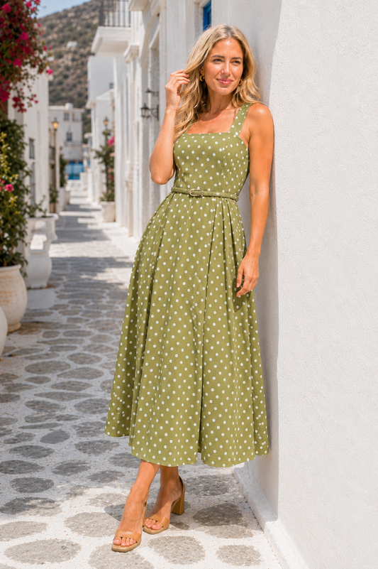 Zahara | Vestido de Lunares Verde