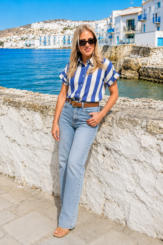 Venecia | Camisa de Rayas Azul y Blanca