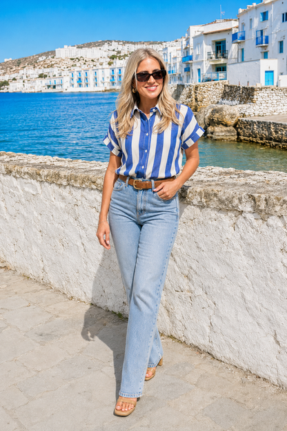 Venecia | Camisa de Rayas Rosa y Blanca